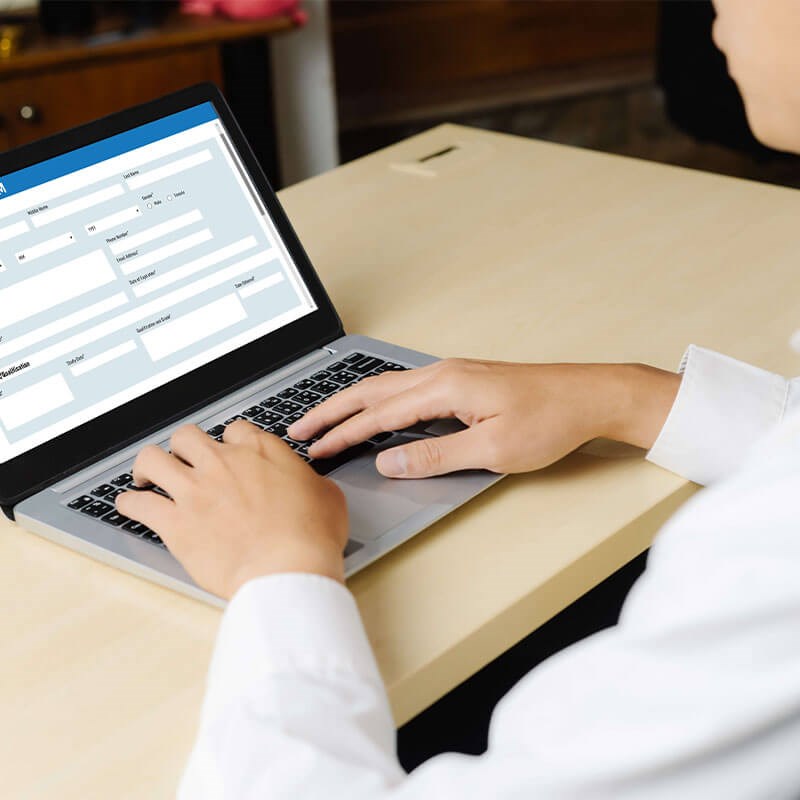 Adult Man filling out online forms